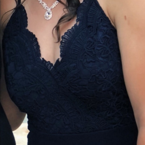 Navy Blue Maxi Prom Dress! worn once in great quality!! perfect for prom - Picture 5 of 6